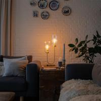 QAZQA Art Deco tafellamp goud met glas 2-lichts - Laura - thumbnail