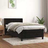 Boxspring met matras fluweel zwart 90x190 cm - thumbnail