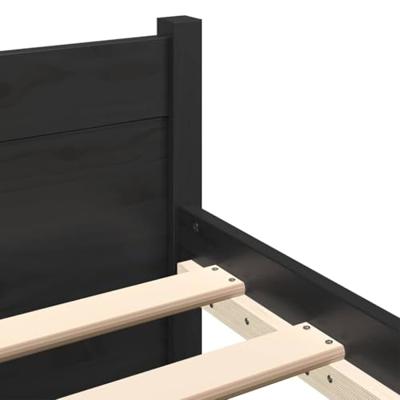 Bedframe massief hout zwart 140x190 cm - thumbnail