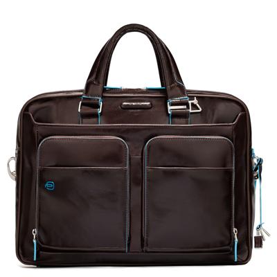 Piquadro Blue Square Organized Laptop & iPad Case brown