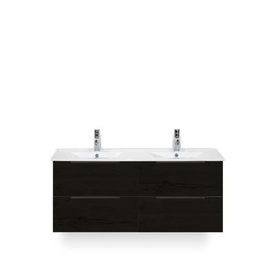 Seville Badmeubelset 120 cm - 4 laden Black Oak Edge greep - Wastafel Enjoy Dubbel