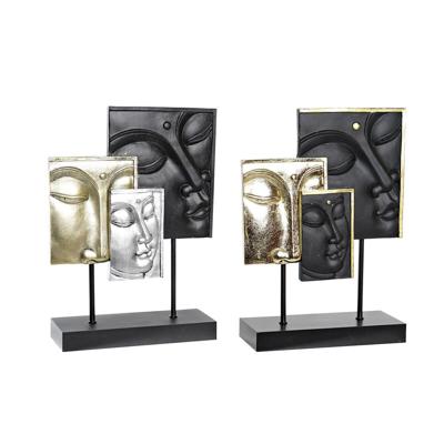 Decoratieve figuren DKD Home Decor Zwart Gouden Boeddha Orientaals 22,5 x 8 x 30,7 cm (2 Stuks)