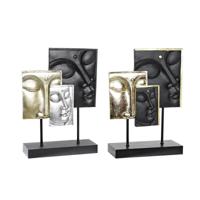 Decoratieve figuren DKD Home Decor Zwart Gouden Boeddha Orientaals 22,5 x 8 x 30,7 cm (2 Stuks) - thumbnail