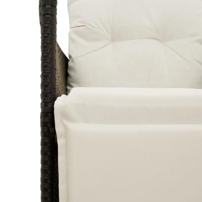 3-delige Bistroset met kussens poly rattan zwart - thumbnail