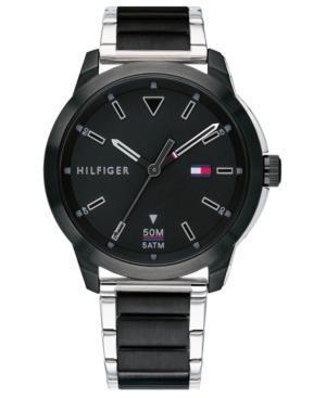 Tommy Hilfiger tweekleurig roestvrijstalen armbandhorloge voor heren, 42 mm