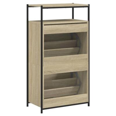 Schoenenkast 60x34x112 cm bewerkt hout sonoma eikenkleurig Schoenenkast 60x34x112 cm bewerkt hout sonoma eikenkleurig