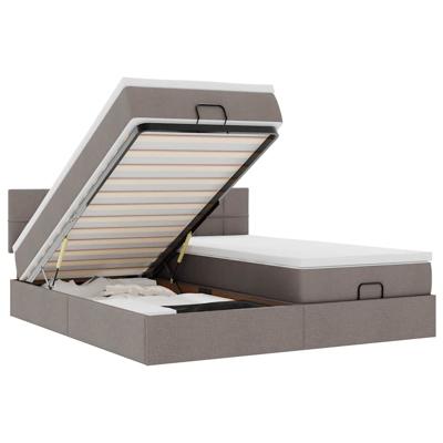 Ottoman bed met matrassen en LED's 180x200cm stof taupe