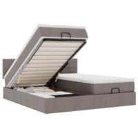 Ottoman bed met matrassen en LED's 180x200cm stof taupe - thumbnail