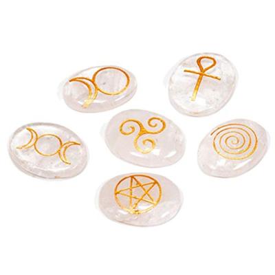 Wicca Symbolenstenen Bergkristal (Set van 6)
