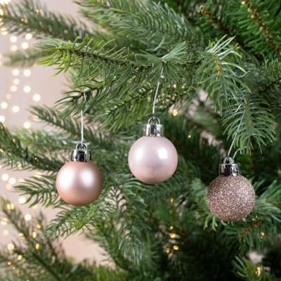 Decoris kerstballen set plastic 14st Poederroze 3cm