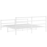 Bedframe met hoofd- en voeteneinde metaal wit 193x203 cm - thumbnail