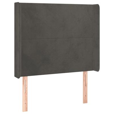 Hoofdbord met randen 103x16x118/128 cm fluweel donkergrijs - thumbnail