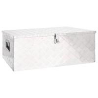Opbergbox 100x55x37 cm aluminium zilverkleurig - thumbnail