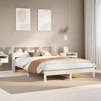 Bedframe zonder matras massief grenenhout wit 150x200 cm - thumbnail