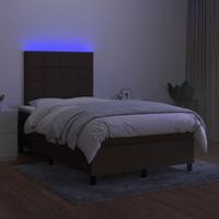 Boxspring met matras en LED stof donkerbruin 120x200 cm - thumbnail