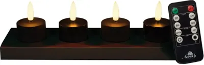 Set 4 St 3D Wick Inductive Rechargeable Black Tealight Anna's Collection - Annas collection