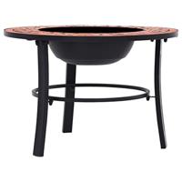 Vuurschaal mozaek 68 cm keramiek terracottakleurig - thumbnail