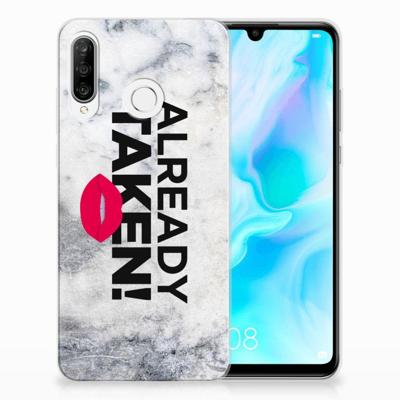 Huawei P30 Lite | Siliconen hoesje | met naam Already Taken White