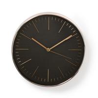 Nedis CLWA013PC30BK Ronde Wandklok Diameter 30 Cm Zwart & Roze-goud - thumbnail