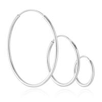 Elenza drie Zilverkleurige Hoepel Oorbellen - 12mm, 20mm, 30mm - thumbnail