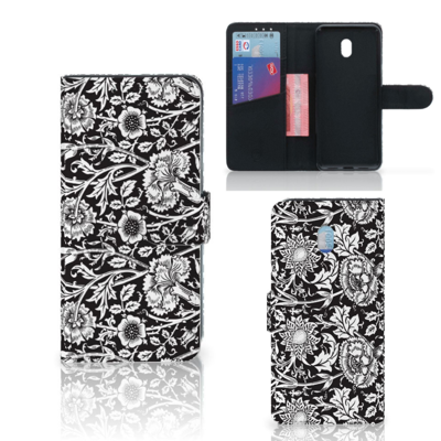 Xiaomi Redmi 8A Hoesje Black Flowers Xiaomi Redmi 8A Hoesje Black Flowers