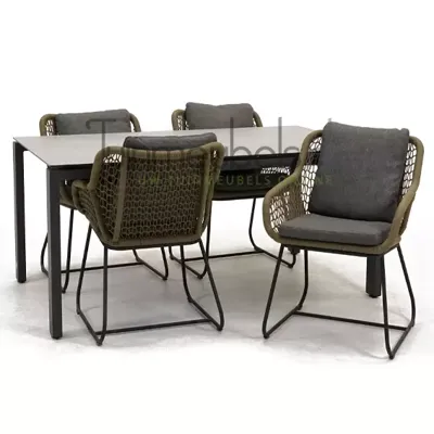 Tuinstoel Portofino olijf groen met GOA HPL 160 cm licht grijs