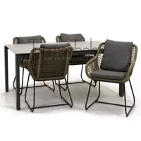 Tuinstoel Portofino olijf groen met GOA HPL 160 cm licht grijs - thumbnail