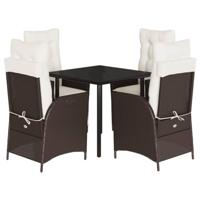 5-delige Tuinset met kussens poly rattan bruin - thumbnail