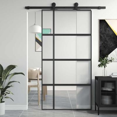 VidaXL Schuifdeur 102,5x205 cm gehard glas en aluminium zwart VidaXL Schuifdeur 102,5x205 cm gehard glas en aluminium zwart