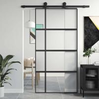 VidaXL Schuifdeur 102,5x205 cm gehard glas en aluminium zwart - thumbnail