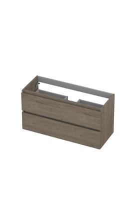 Onderkast INK 2 laden greeploos met houten keerlijst 100 cm x 40 cm x 52 cm Greige eiken 1257029