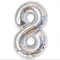 2 stuks 40 inch aluminium folie nummer ballonnen verjaardag bruiloft verlovingsfeest decor Kids bal Supplies (8-zilver) - thumbnail