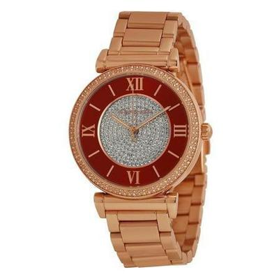 Michael Kors Dames MK3377 Caitlin Crystal Rose-Tone roestvrij stalen horloge