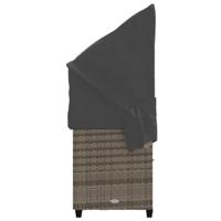 Ligbed met luifel en kussens poly rattangrijs - thumbnail