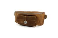 Handgemaakte leren heuptas raider #06 cognac - thumbnail