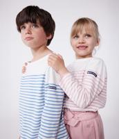 Marinière kind in katoen PETIT BATEAU rozen - thumbnail