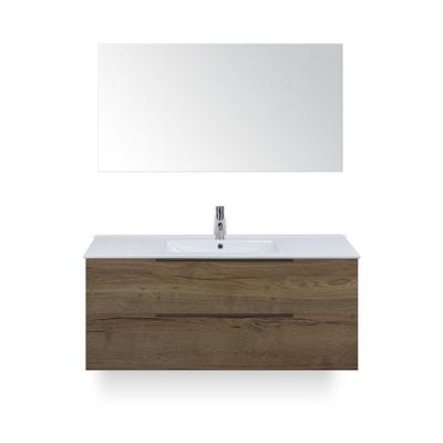Seville Badmeubelset 120 cm - 2 laden Tabacco Edge - Wastafel Enjoy Enkel - met Spiegel