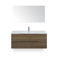 Seville Badmeubelset 120 cm - 2 laden Tabacco Edge - Wastafel Enjoy Enkel - met Spiegel - thumbnail