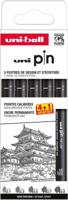 Uni Pin fineliner, gekalibreerde punten, zwart, 0,1-0,3-0,5-0,7-0,9 mm, blister van 4 + 1 gratis - thumbnail
