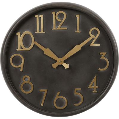 Wandklok metaal zwart/goud dia40x10cm