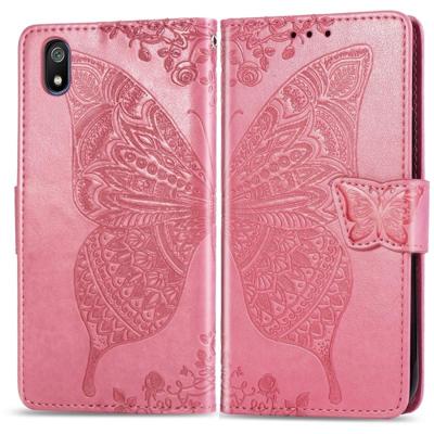 Butterfly Love bloemen reliëf horizontale Flip lederen case voor Xiaomi Redmi 7A met houder & kaartsleuven & portemonnee & Lanyard (roze)
