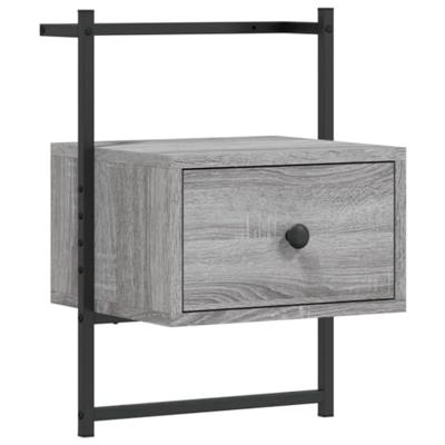 Nachtkastje wandgemonteerd 35x30x51 cm hout grijs sonoma eiken