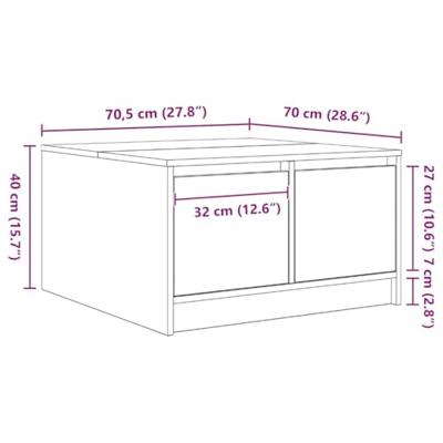 Salontafel met lades 70,5x70x40 cm oud hout