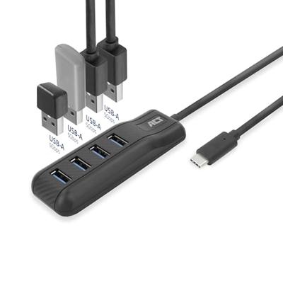 ACT AC6420 USB-C hub zwart - thumbnail