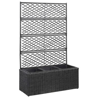 VidaXL Latwerkplantenbak verhoogd met potten 83x30x130 cm rattan zwart