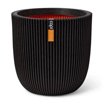 Capi Bloempot Bol Groove Ø35cm Zwart Capi Bloempot Bol Groove Ø35cm Zwart