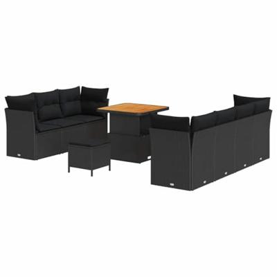 Tuinbankenset 10 pcs Zwart poly rattan