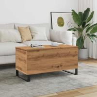 Salontafel 90x44,5x45 cm bewerkt hout artisanaal eikenkleurig - thumbnail