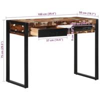 Bureau 100x50x75 cm massief gerecycled hout meerkleurig - thumbnail