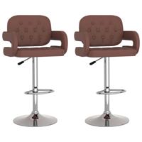 vidaXL Barkrukken 2 st kunstleer bruin - thumbnail